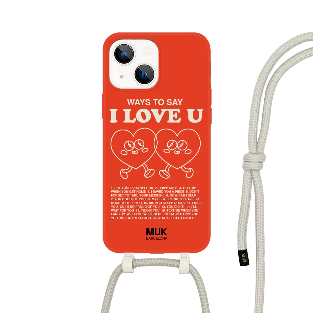 Funda de móvil compatible con MagSafe con frase "Wants to say I love you" sobre base de color teja. Fundas de móvil con carga inalámbrica (a partir del iPhone12).
