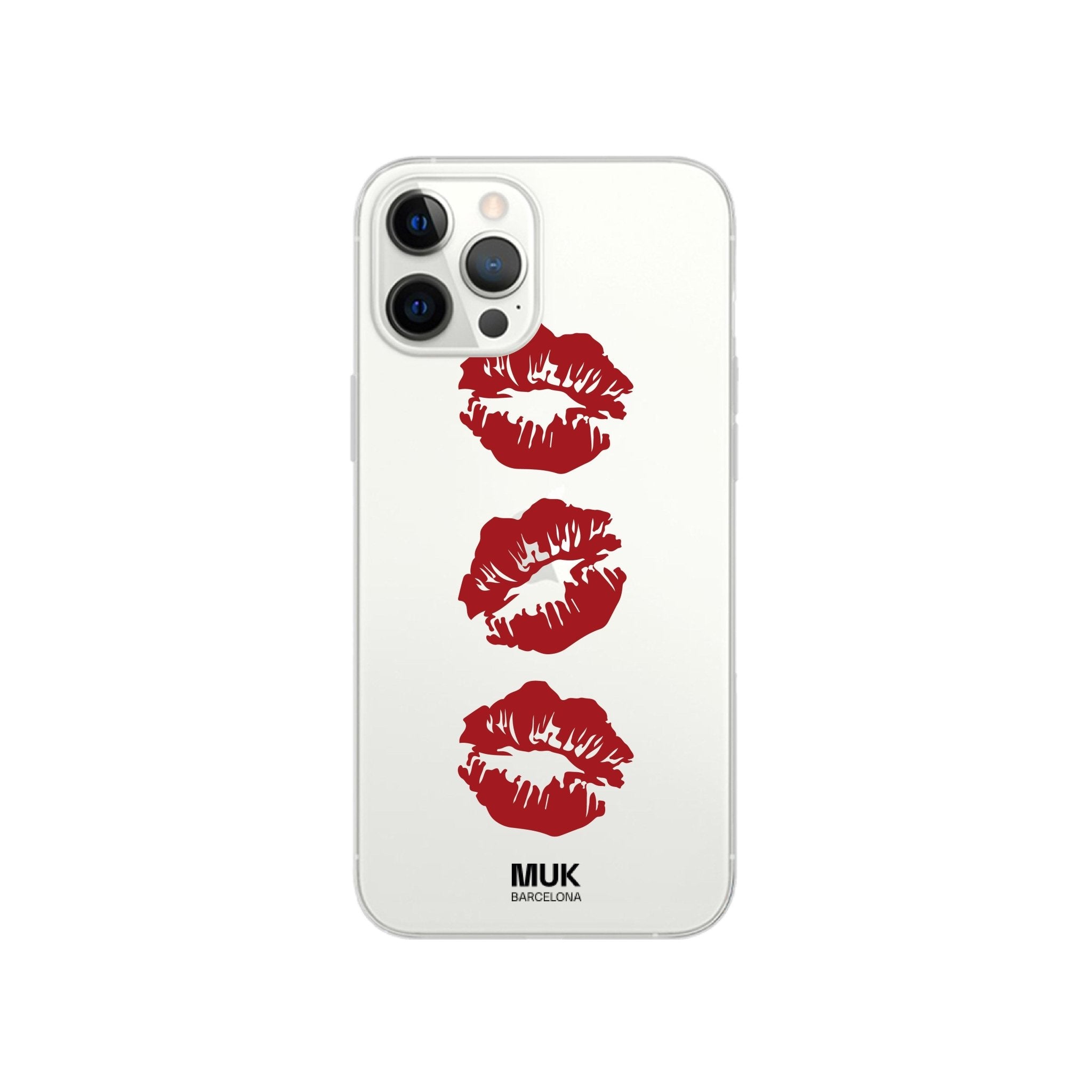 Funda de móvil transparente de stikcers kisses
