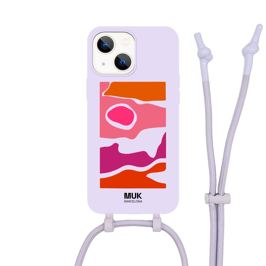 Funda de móvil compatible con MagSafe con dibujo de isla sobre base de color lila. Fundas de móvil con carga inalámbrica (a partir del iPhone12).
