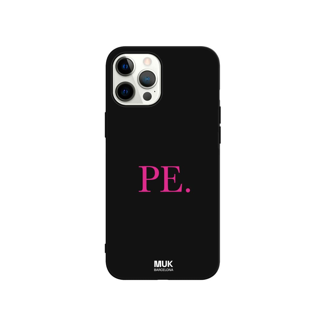 Black TPU  case personalized with initials and serif font in 10 different colors.
