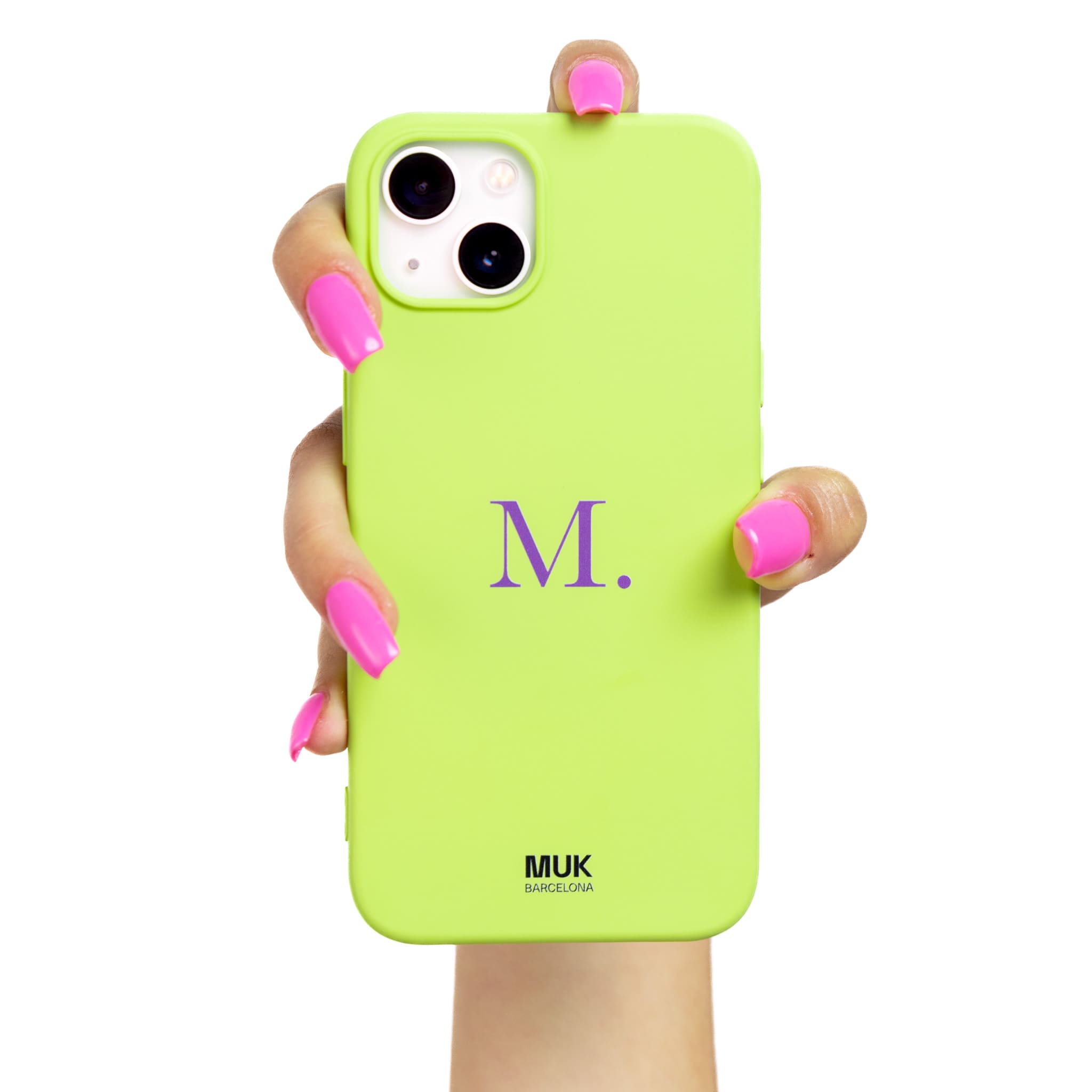 Lime TPU  Phone Case personalized with initials and serif font in 10 different colors.
