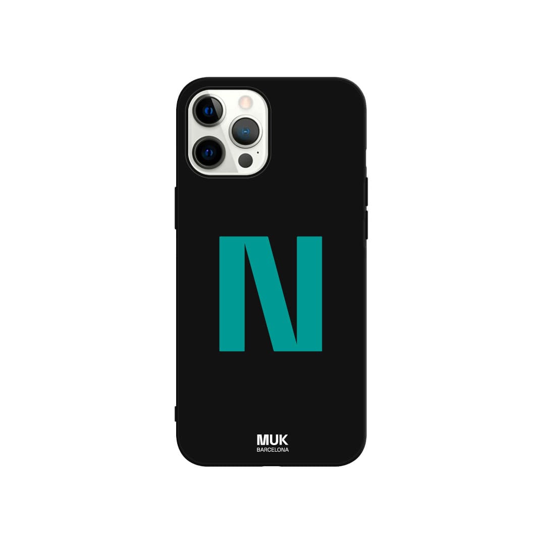Personalized black TPU  case with initial in 10 different colors.
