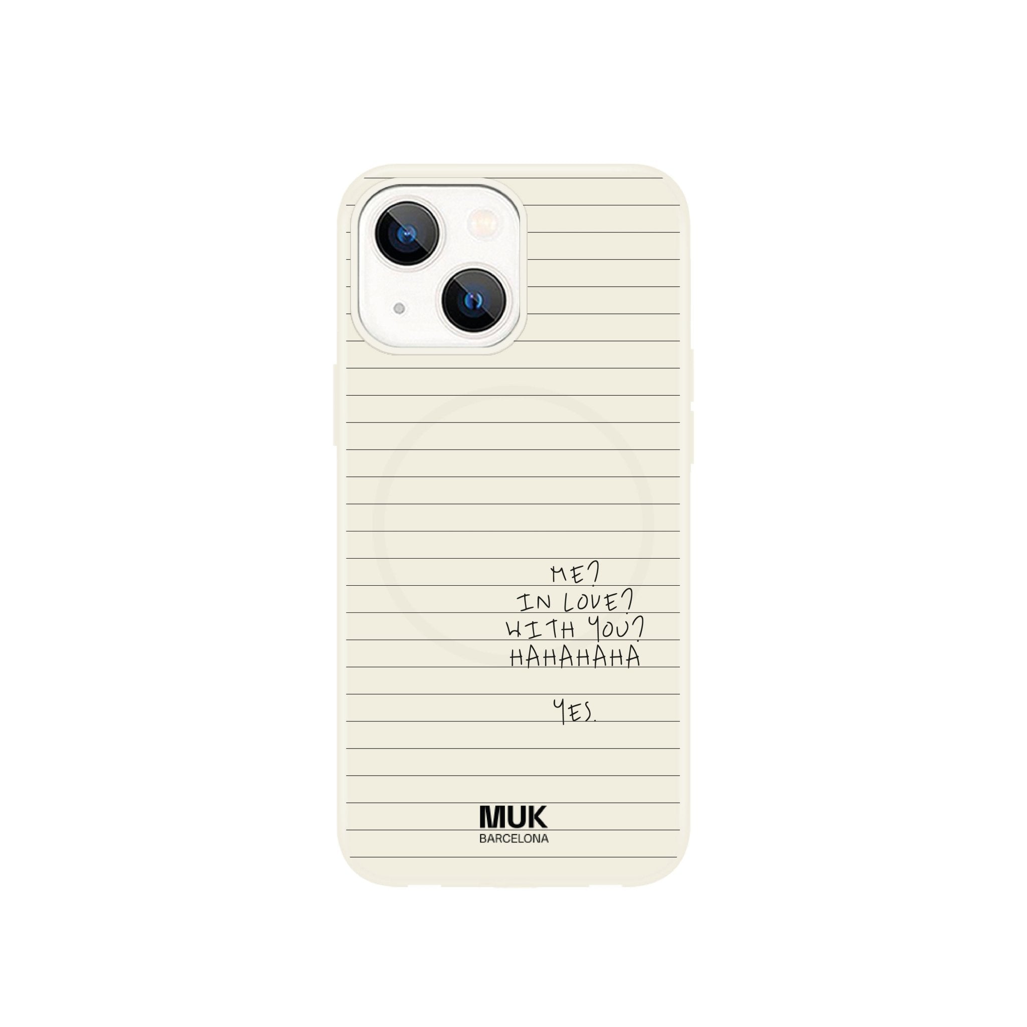 Funda de móvil Muklace color piedra estilo bloc de notas con texto personalizable color gris piedra. Fundas de móvil con carga inalámbrica (a partir del iPhone 12).
