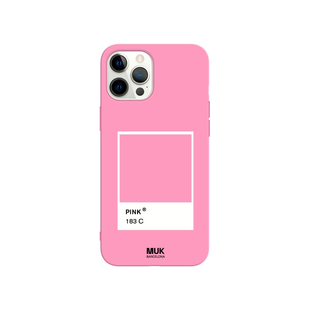 Funda de móvil TPU rosa con diseño de marco de pantone en color blanco.
