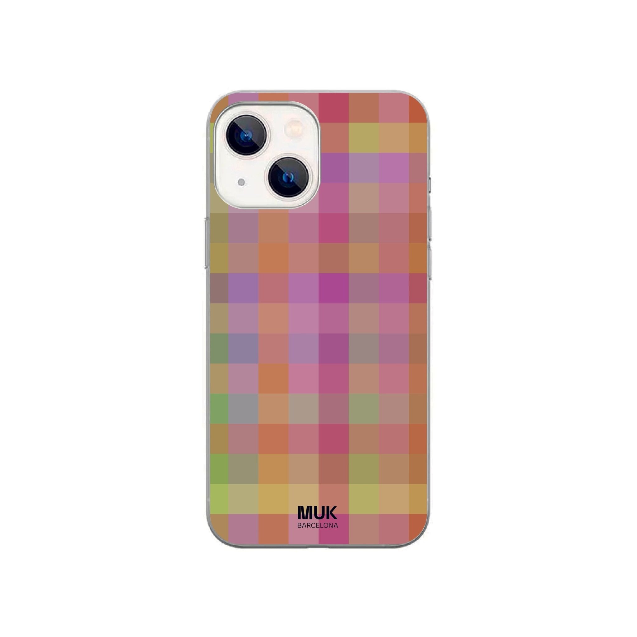 Funda de móvil transparente con estampado pixel de colores 
