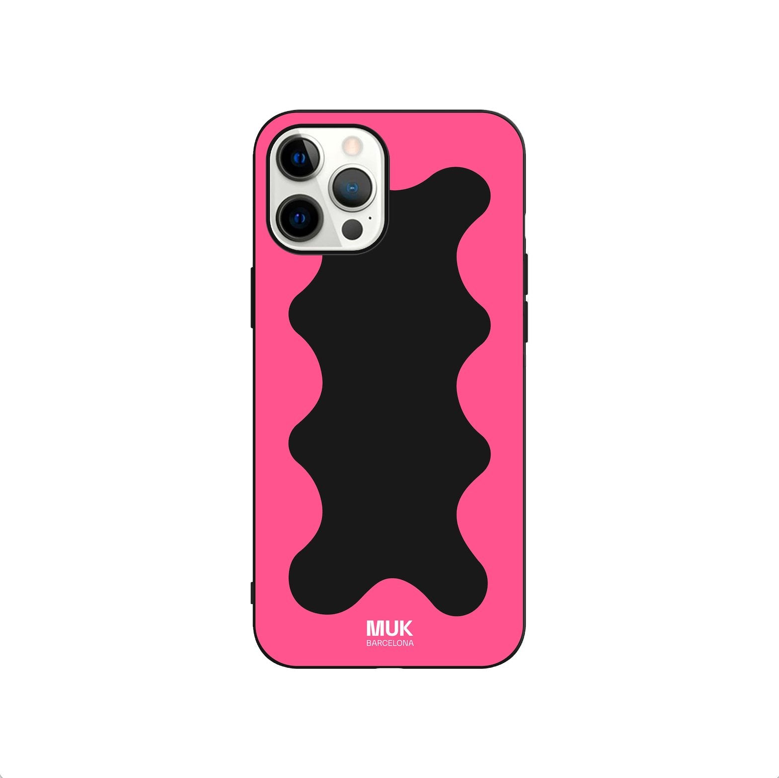 Black TPU  case with pink wavy frame design.
