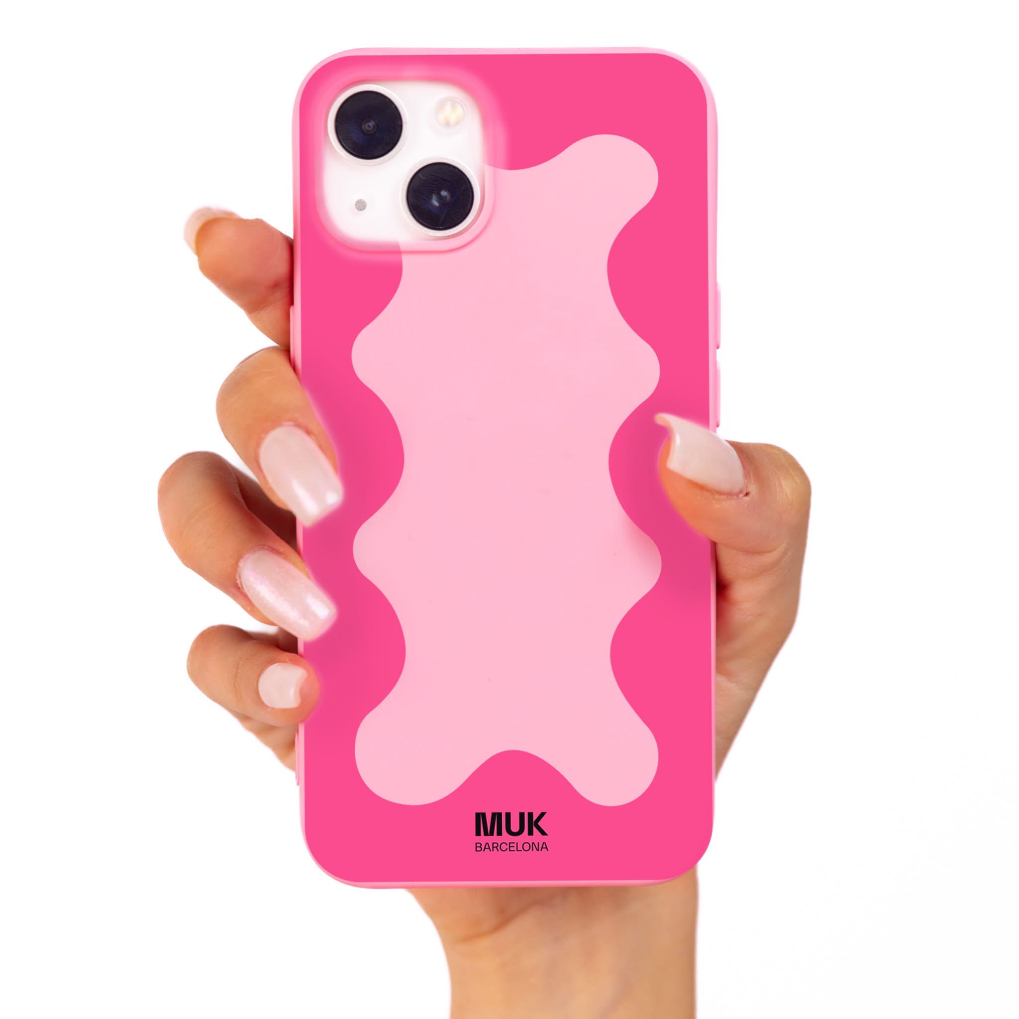 Funda de móvil TPU rosa con diseño de marco ondulado en color rosa.
