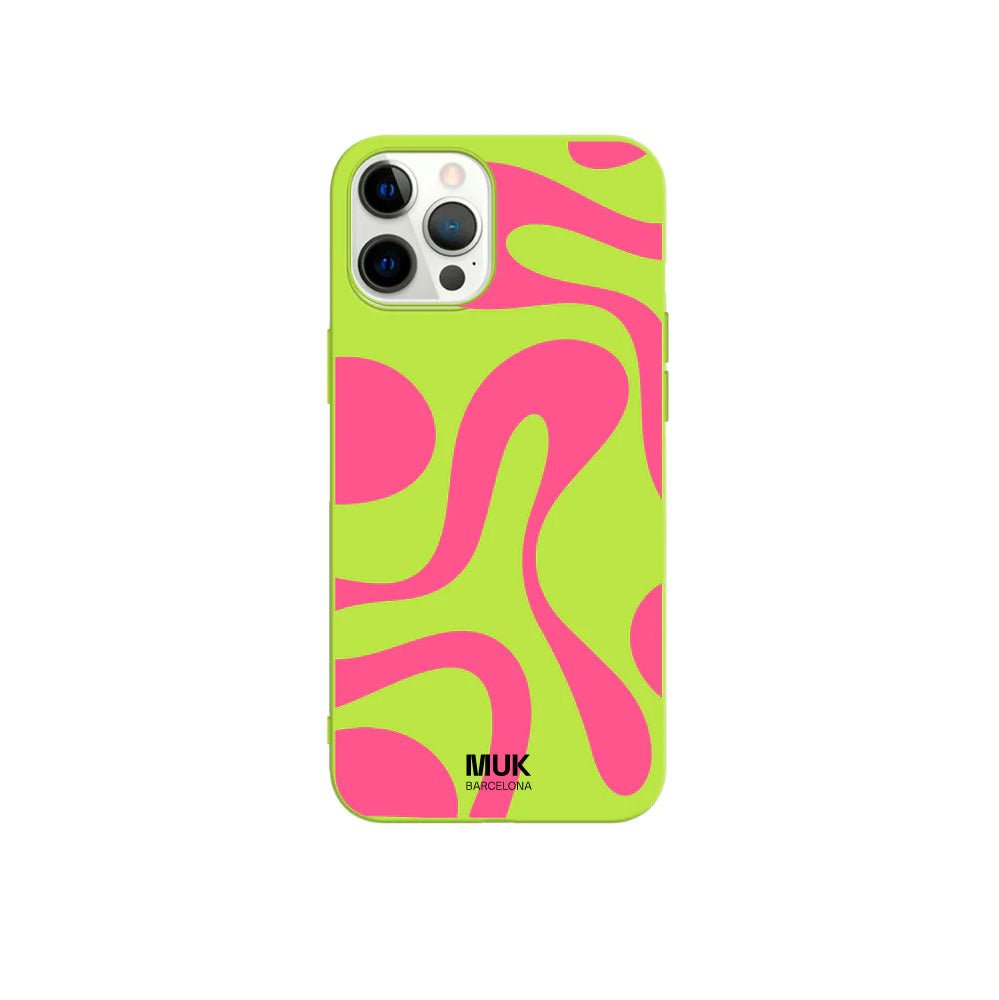 Lime TPU  case with silhouette design and "frizz" text in white.
