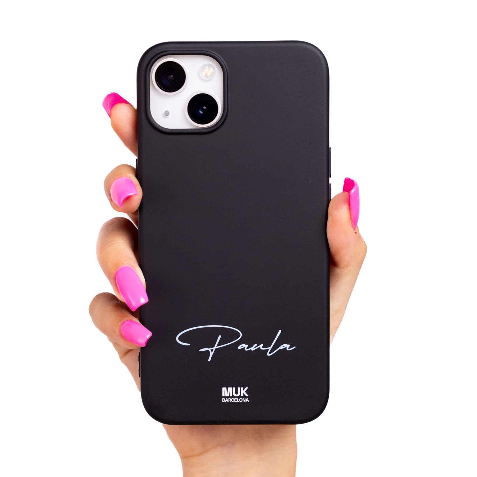  Black TPU  case personalized with a name horizontally with elegant typography in 10 different colors.
