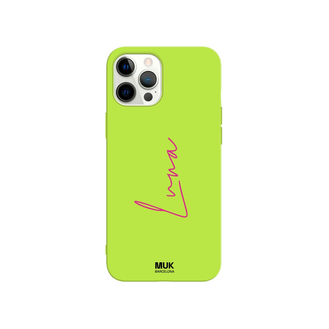  Lime TPU  Phone Case personalized with a vertical name with elegant typography in 10 different colors.
