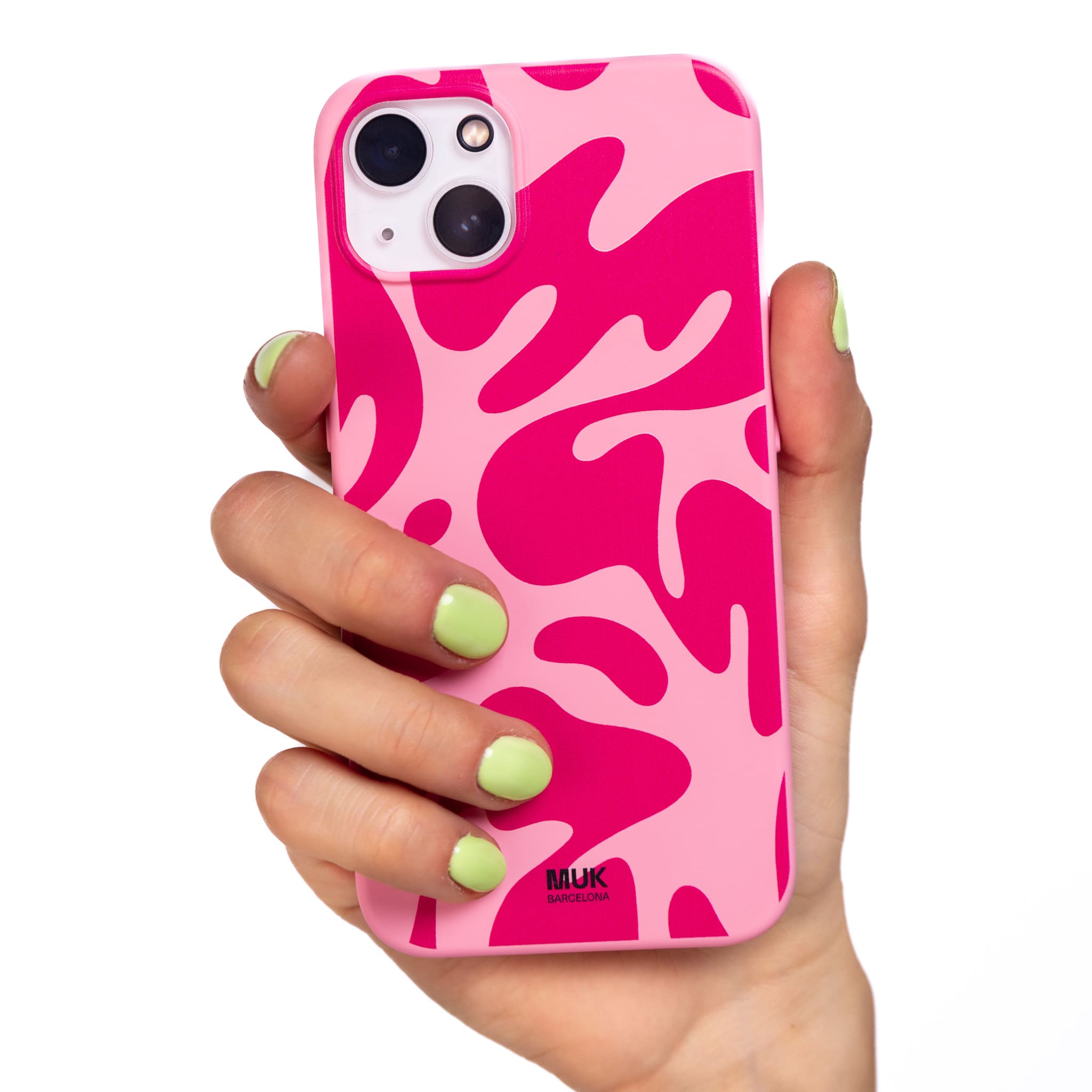  Pink TPU mobile case with irregular print.
