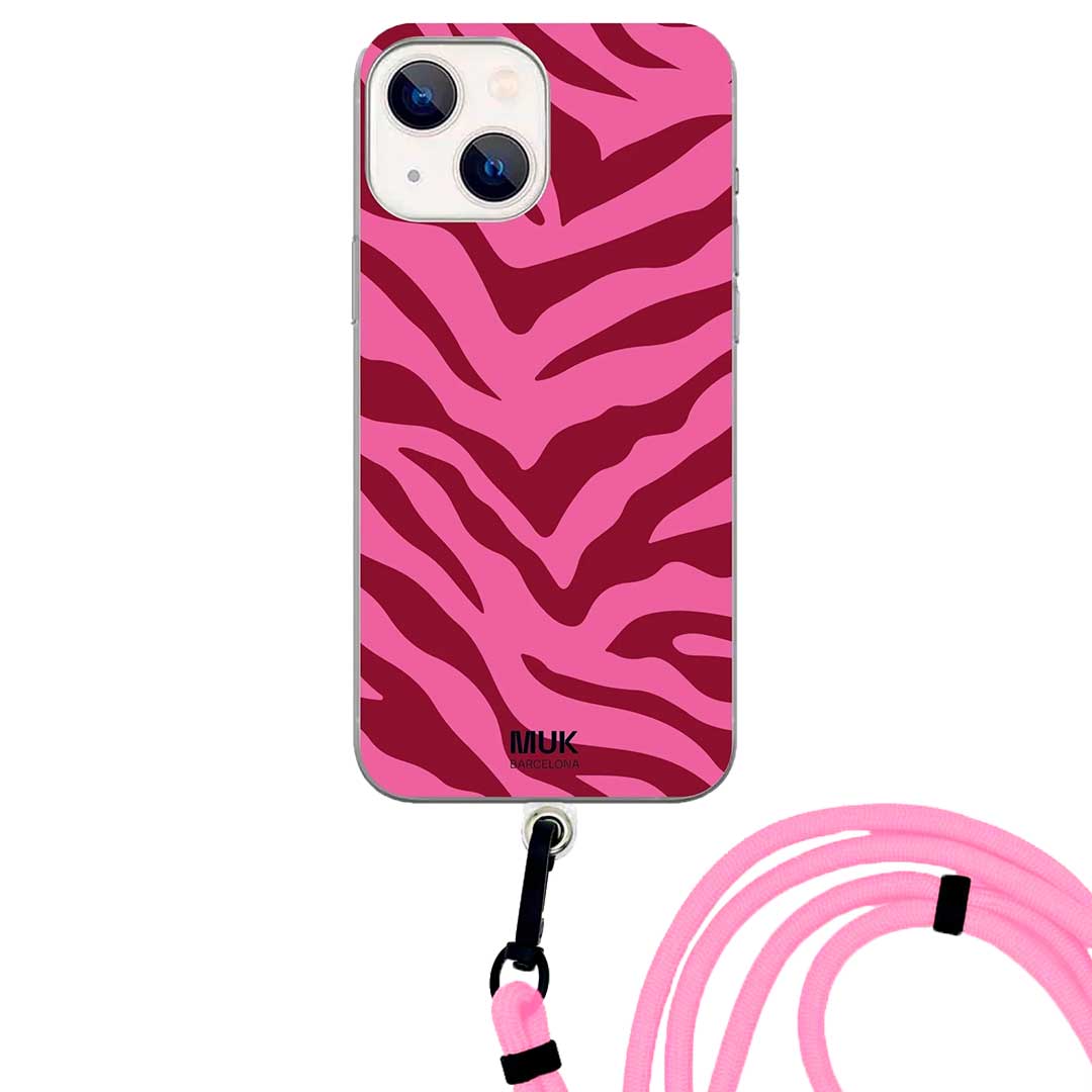 Funda de móvil TPU con estampado print animal de tigre en tonos rosas

