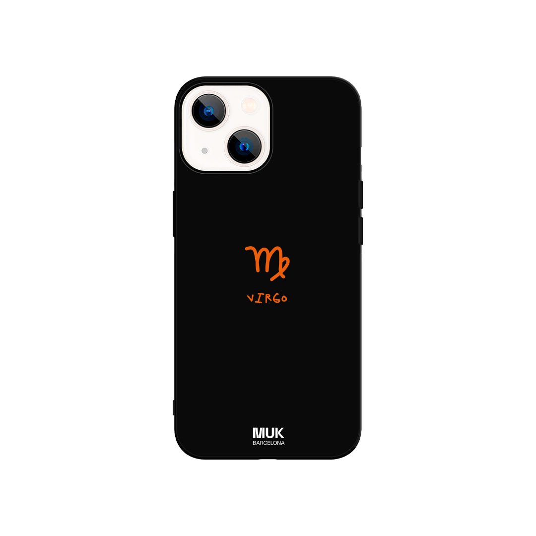 Black TPU phone case with Virgo zodiac sign design
