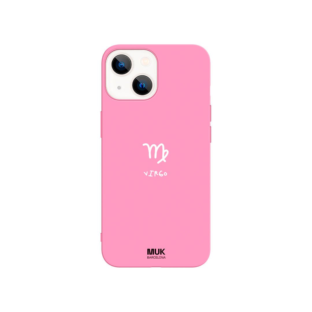 Pink TPU phone case with Virgo zodiac sign design

