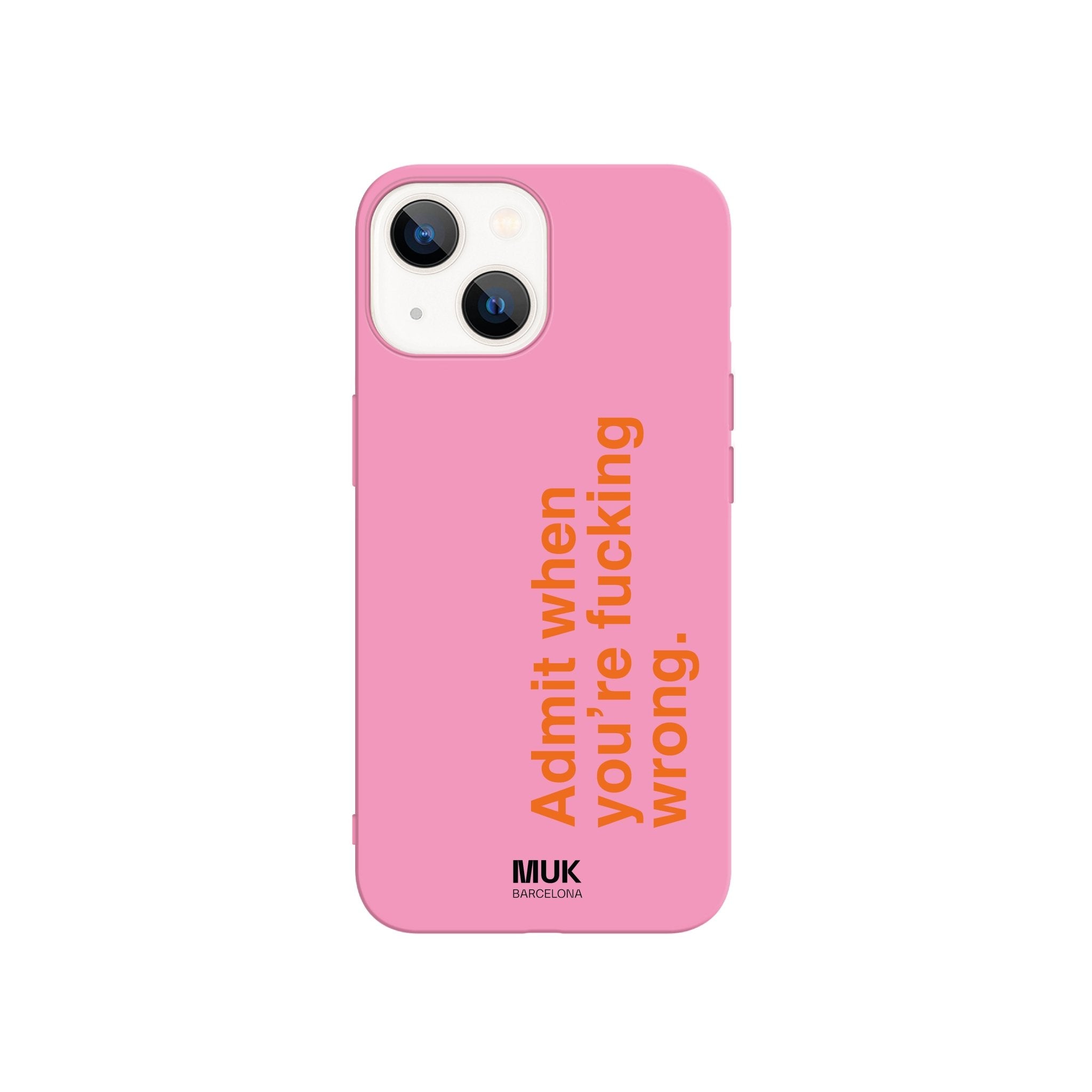 Funda de móvil TPU rosa con texto lateral naranja
