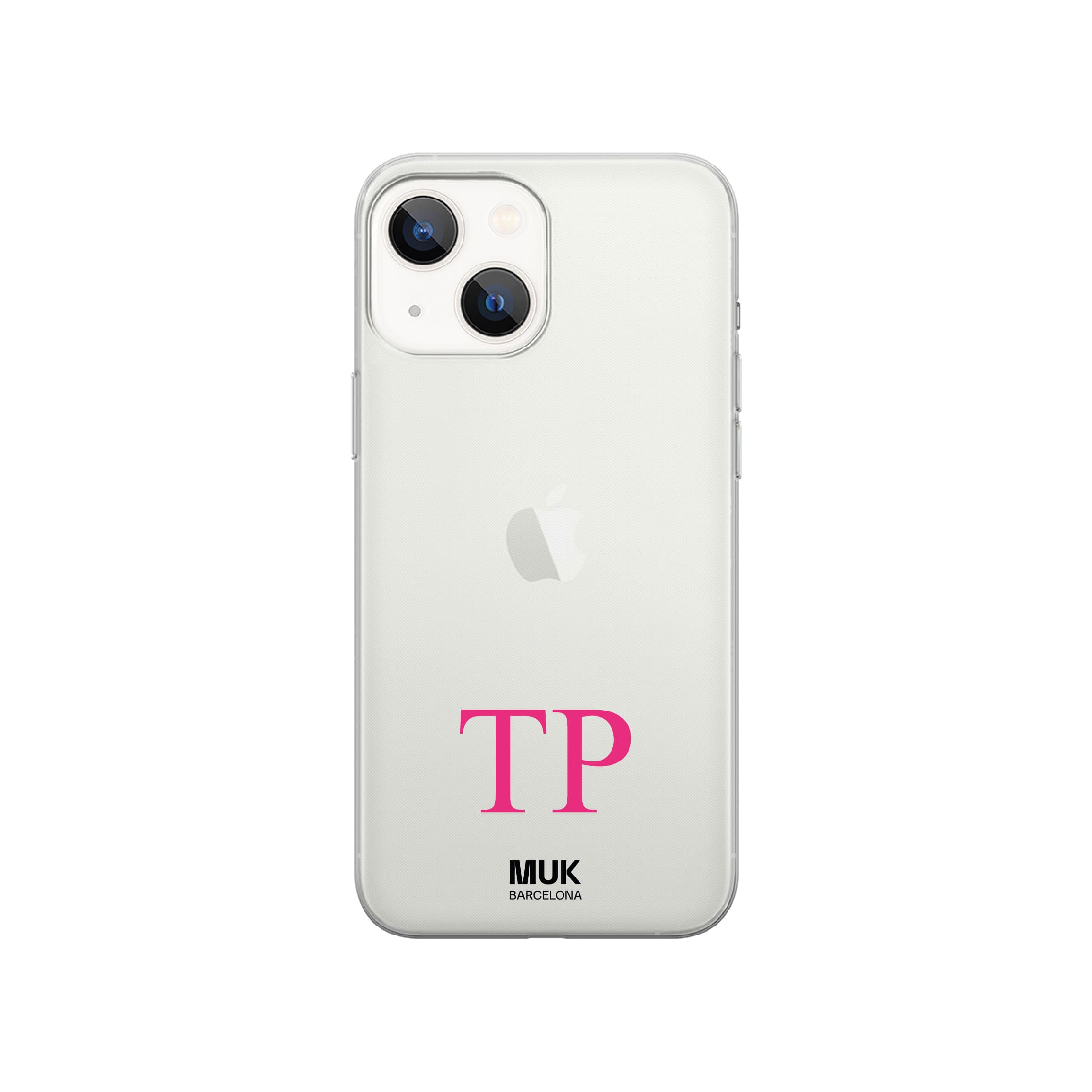 Clear  Phone Case with a maximum of 3 initials at the bottom in 12 colors.
